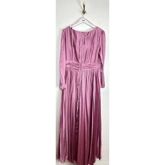 MAC DUGGAL Long Sleeve Pleated Chiffon A-Line Gown in Lilac Size US 12 - Picture 5 of 8